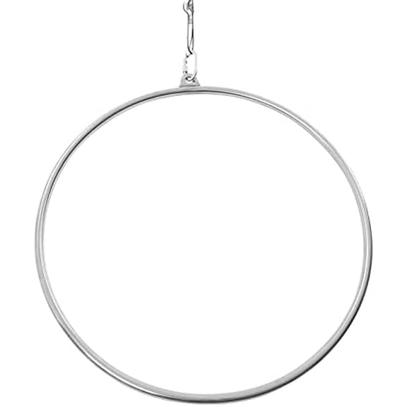 Aerial Hoop, 35inch Steel Pipe Lyra Hoop Gymnastic Yoga Hoop Single Point Hoop Ring Gyms Dance Studio Lifting Ring with Fixing Plate Steel Locks Swivel Ring for fitness dance performance etc.