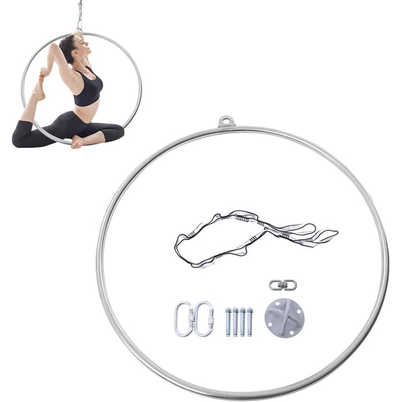 Aerial Hoop 90cm Aerial Ring Set Fully Strength Tested 250LBS Single Point Circus Aerial Equipment Yoga Hoop with Accessories for Dancing Studio