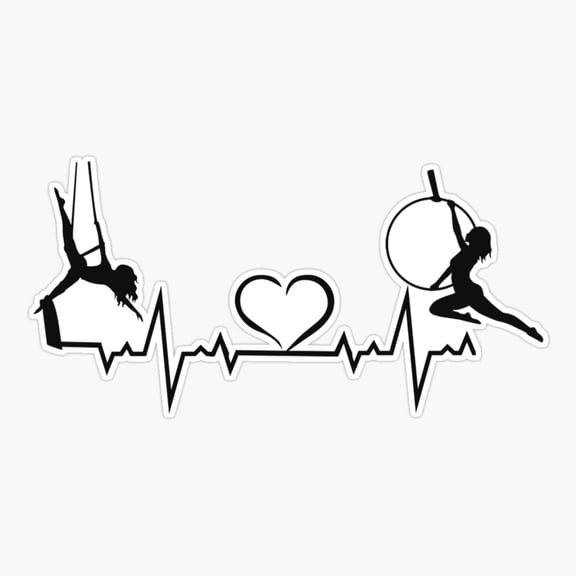 Aerial Hoop And Aerial Silks Heartbeat, Aerial Silks, Circus, Funny Lyra Er, Phone Decal Water Bottle Stickers Car Decals, Funny Birthday Gift