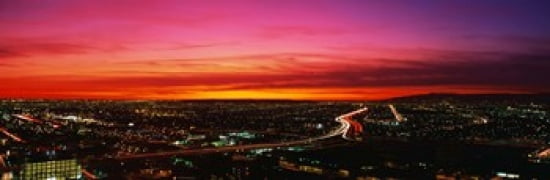 Aerial Los Angeles CA Canvas Art - Panoramic Images (36 x 12)