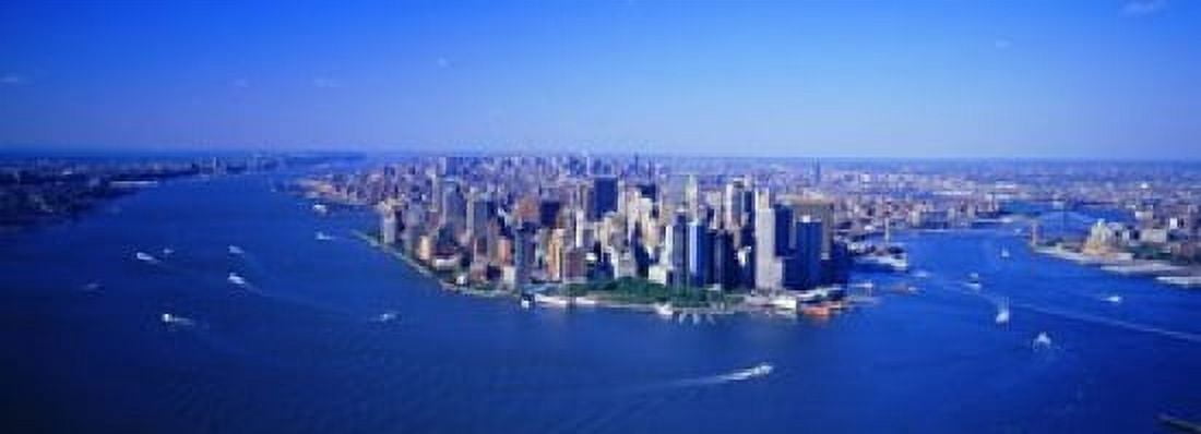 Aerial Lower Manhattan New York City NY Canvas Art - Panoramic Images (18 x 7)
