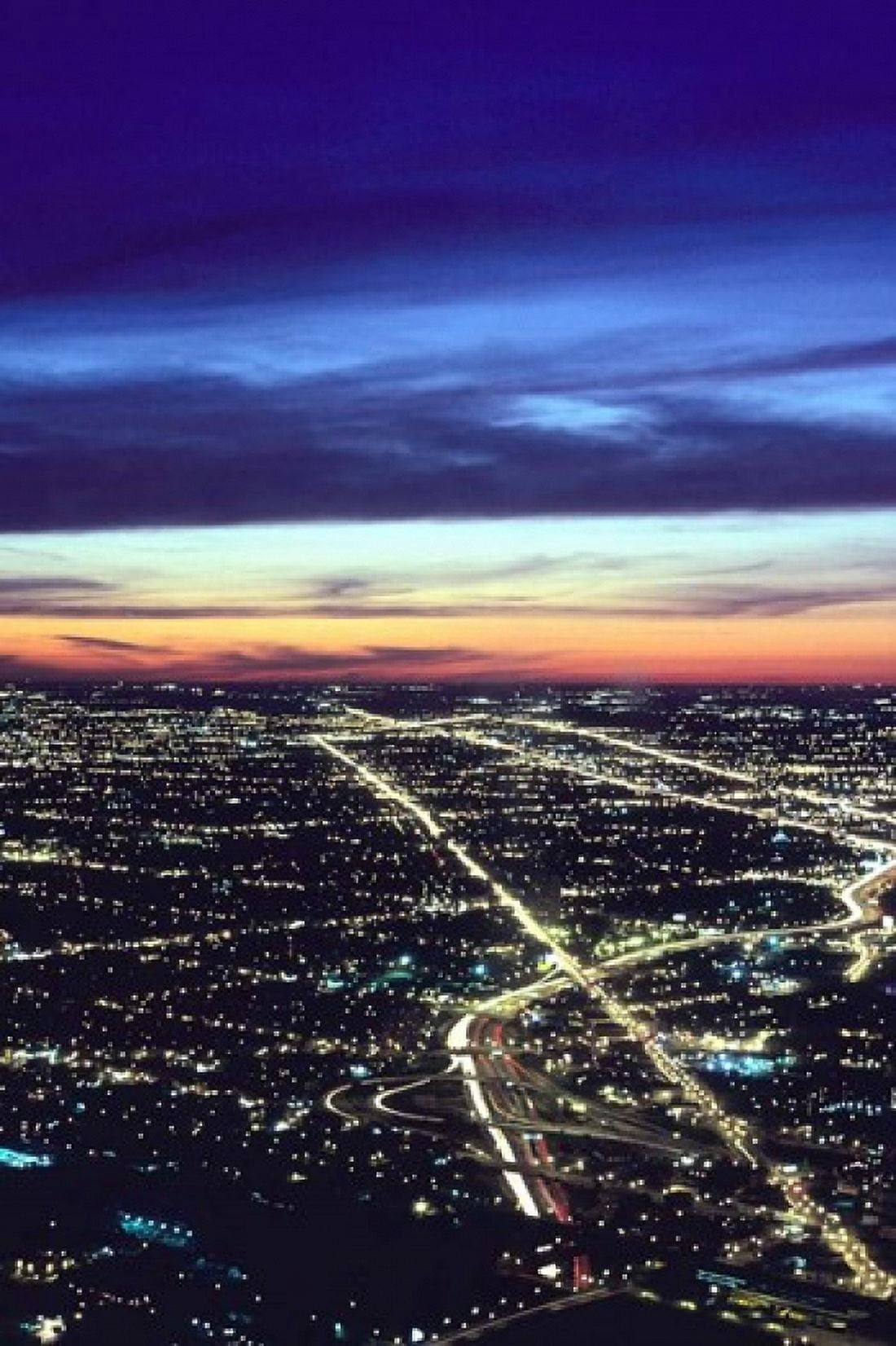 Aerial Night View of Chicago Illinois USA Canvas Art - Mark Gibson DanitaDelimont (24 x 35)