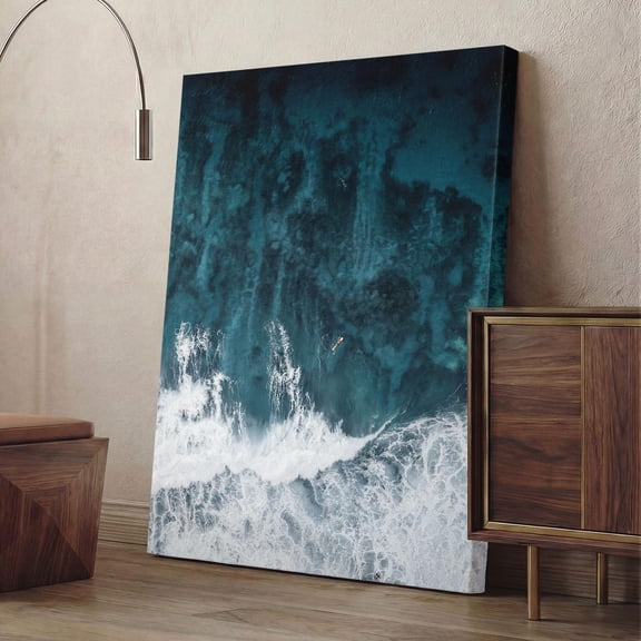 Aerial Ocean Print, Deep Blue Sea Wall Art, Surfing Photography, Coastal Beach Decor, Turquoise Waves Seascape, Nautical Unframed Paper Print