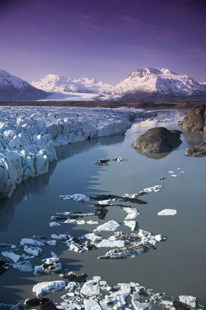 Aerial Of Knik & Colony Glacier Matanuska Valley Chugach Mountains Southcentral Alaska Summer Canvas Art - Jeff Schultz Design Pics (12 x 19)