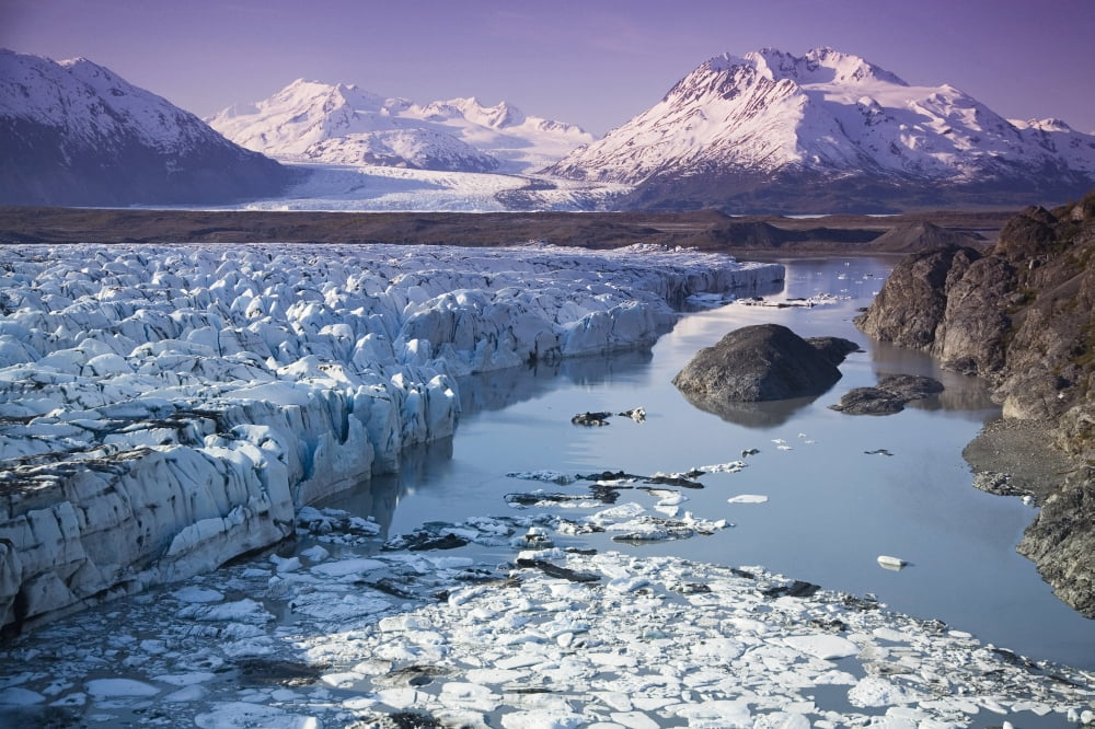 Aerial Of Knik & Colony Glacier Matanuska Valley Chugach Mountains Southcentral Alaska Summer Canvas Art - Jeff Schultz Design Pics (19 x 12)
