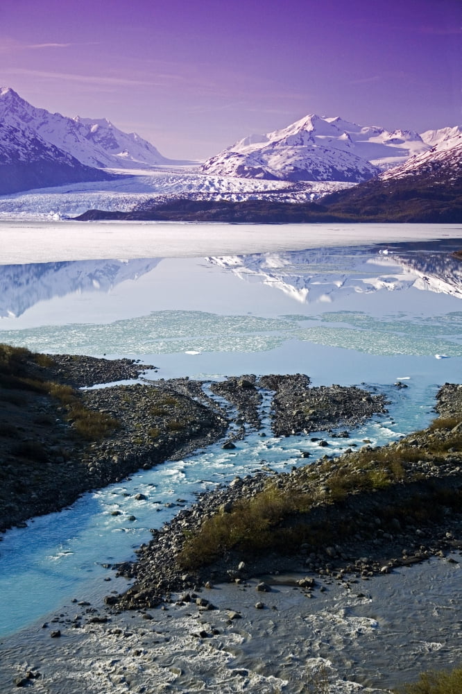 Aerial Of Knik & Colony Glacier Matanuska Valley Chugach Mountains Southcentral Alaska Summer Canvas Art - Jeff Schultz Design Pics (22 x 34)