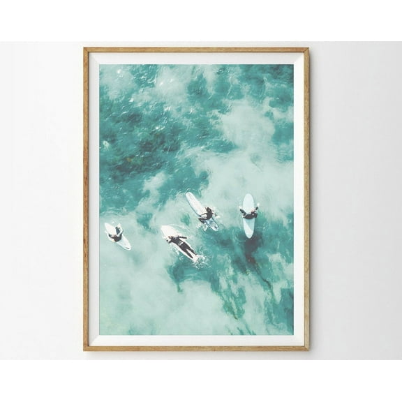 Aerial Photo Of Surfers California Surf Poster Print Beach Decor Coastal Dorm Room Decor Beach Themed Room Surf Wall Art, Modern Wall Decor, 8x12 UNFRAMED