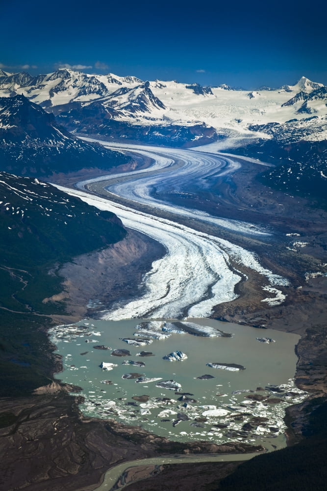 Aerial Of Rohn Glacier Flowing Into Nizina Glacier Wrangell St Elias National Park & Preserve Southcentral Alaska Summer Canvas Art - Sunny Awazuhara- Reed Design Pics (12 x 18)