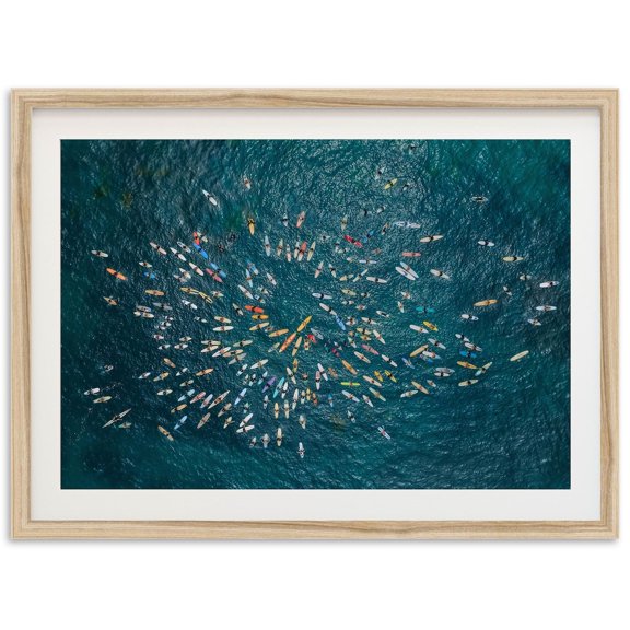 Aerial Surf Paddle Out Wall Art Home Decor