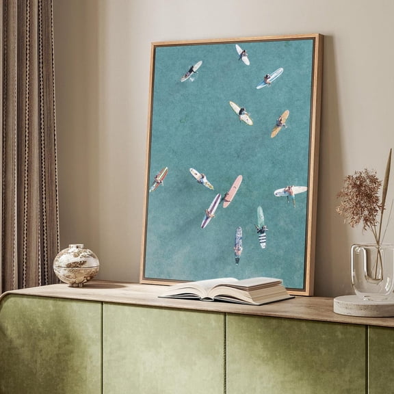 Aerial Surfers Overhead Ocean Photography Poster, Unframed Size 24x36