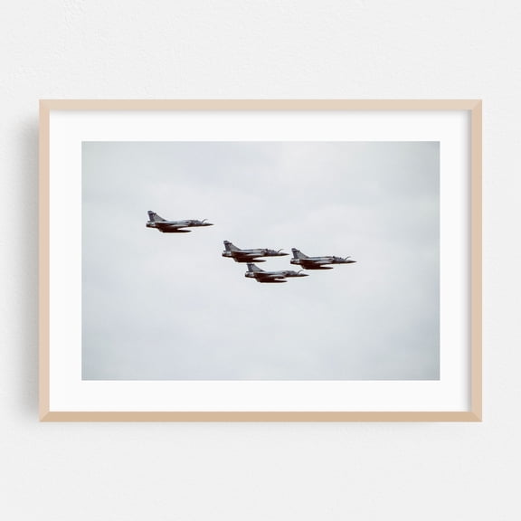 Aerial Synchrony - Athens Greece Photography Airplane Military Navy Patriotic Skyline Oak Framed Wall Art Print 24 x 36 inches