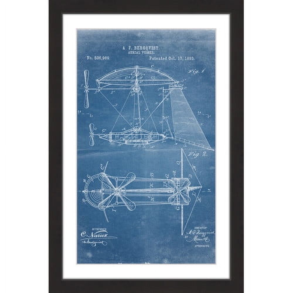 "Aerial Vessel 1893 Blueprint" Framed Painting Art Print, 16" x 1.5"