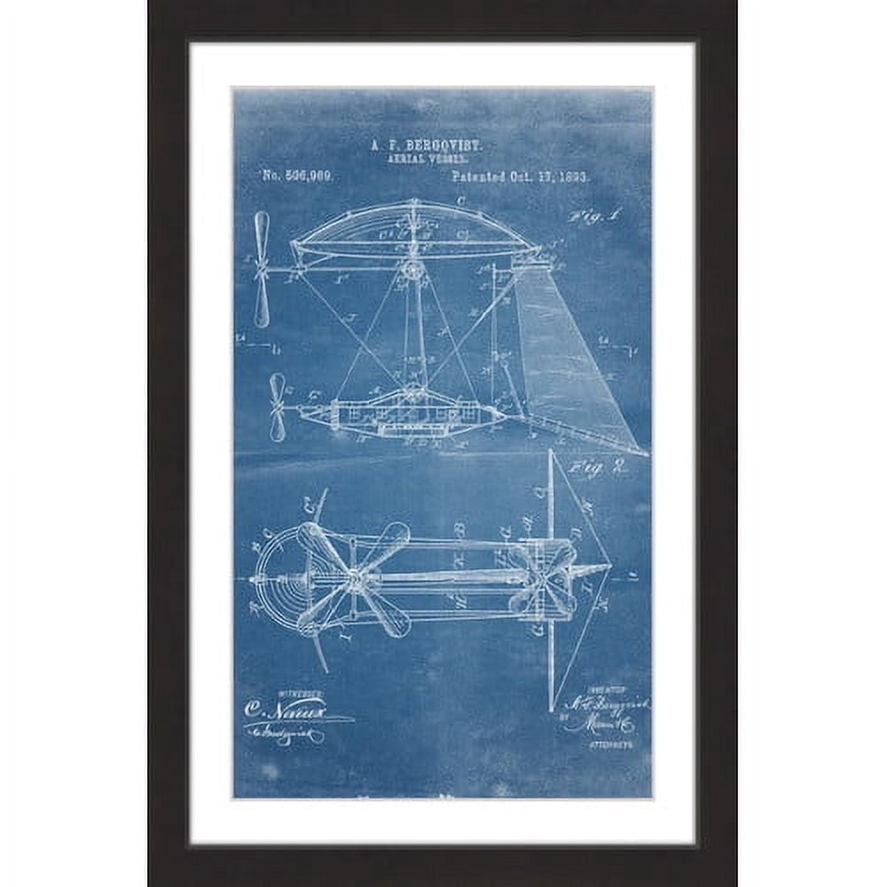 "Aerial Vessel 1893 Blueprint" Framed Painting Art Print, 24" x 1.5"