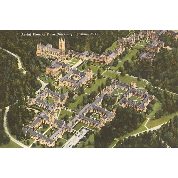 Art.com Aerial View, Duke University, Durham, North Carolina Art Print, 18" x 12"