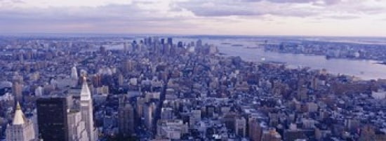 Aerial View From Top Of Empire State Building Manhattan NYC New York City New York State USA Canvas Art - Panoramic Images (36 x 13)
