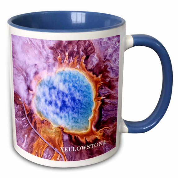 3drose, Aerial View Grand Prismatic Spring Yellowstone National Park, 11oz Two-tone Blue Mug