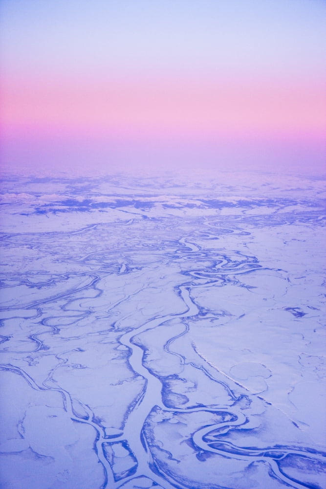 Aerial View Of The Kobuk River And Waring Mountains Just Before Sunrise During Winter Near Noatak Arctic Alaska Canvas Art - Kevin Smith Design Pics (12 x 18)