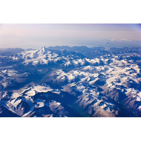 Aerial View Of Mount Iliamna With The Augustine Island And The Aleutian Mountain Range In The Far Distance Southwest Alaska Canvas Art - Kevin Smith Design Pics (38 x 24)
