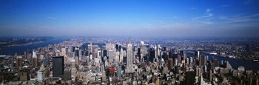Aerial View New York City NYC New York State USA Canvas Art - Panoramic Images (18 x 6)