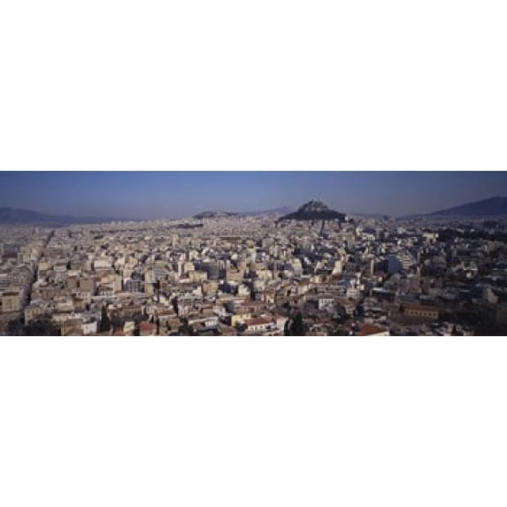 Aerial View Of A City, Athens, Greece Poster Print (18 x 6)