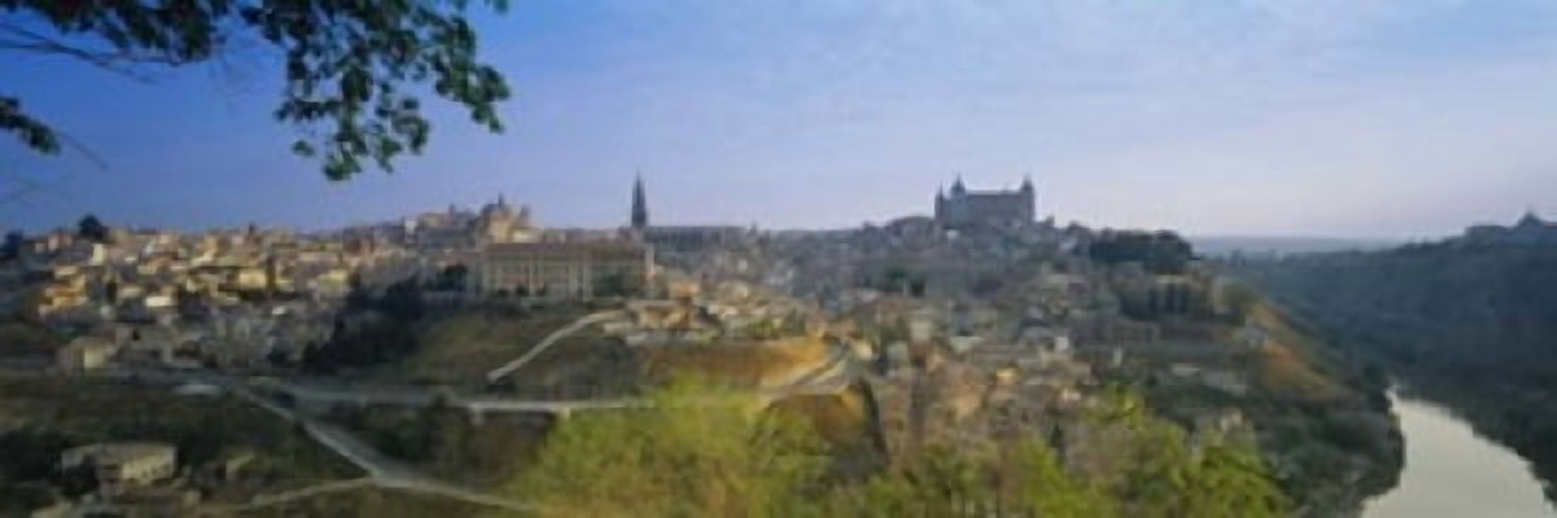 Aerial View Of A City Toledo Spain Canvas Art - Panoramic Images (36 x 12)