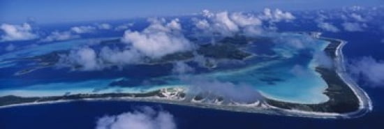 Aerial View Of An Island Bora Bora French Polynesia Canvas Art - Panoramic Images (36 x 12)