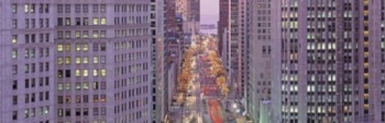 Aerial View Of An Urban Street Michigan Avenue Chicago Illinois USA Canvas Art - Panoramic Images (36 x 12)