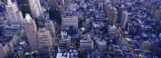 Aerial View Of Buildings In A City Manhattan NYC New York City New York State USA Canvas Art - Panoramic Images (36 x 13)