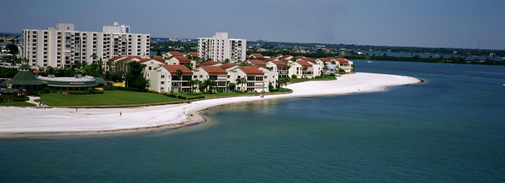 Aerial View Of Hotels On The Beach Gulf Of Mexico Clearwater Beach Florida USA Canvas Art - Panoramic Images (27 x 9)