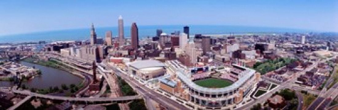 Aerial View Of Jacobs Field Cleveland Ohio USA Canvas Art - Panoramic Images (18 x 6)
