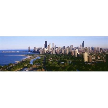 Aerial View Of Skyline Chicago Illinois USA Poster Print by - 36 x 12