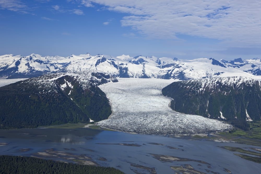 Aerial View Of Taku River And Hole In The Wall Glacier Inside Passage Alaska Canvas Art - John Hyde Design Pics (34 x 22)