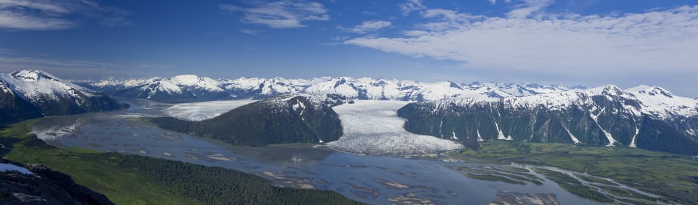 Aerial View Of Taku River Taku Glacier And Hole In The Wall Glacier Inside Passage Near Juneau Alaska Canvas Art - John Hyde Design Pics (36 x 11)