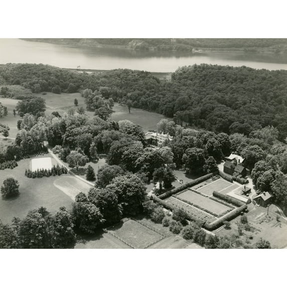 Aerial View Of The Springwood Estate Of The Franklin D. Roosevelt Family. 1932. In The Distance Is The Hudson River.