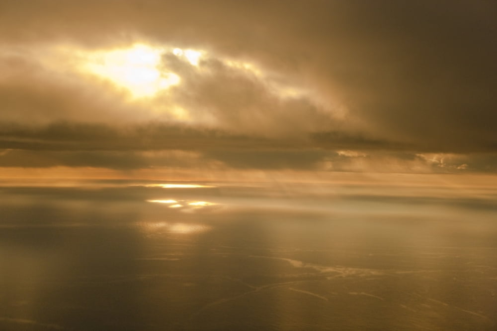 Aerial View Of The Sunrise Reflecting Off The Water Pacific Ocean Kodiak Island Southwest Alaska Canvas Art - Kevin Smith Design Pics (18 x 12)