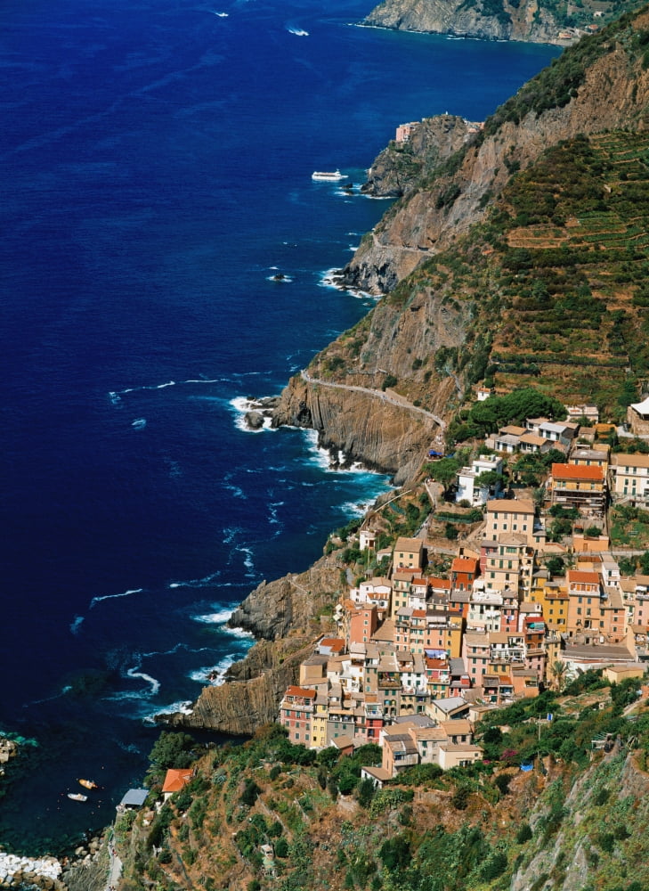 Aerial View Of Town On Cliff Side Canvas Art - Ellen Rooney Design Pics (26 x 36)
