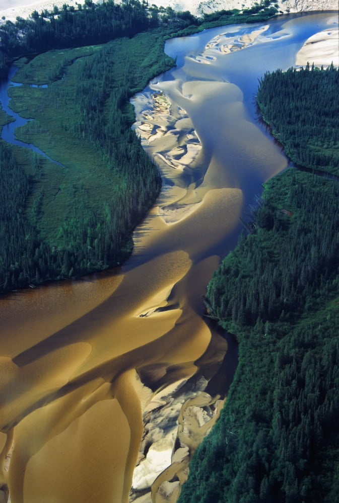 Aerial View Of Williams River That Runs Through Athabaska Dune Fields Northern Saskatchewan Canvas Art - Robert Postma Design Pics (22 x 34)