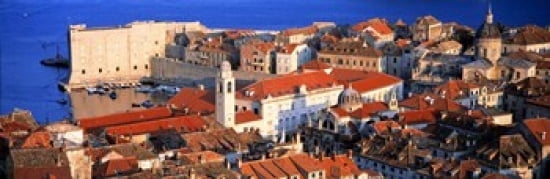 Aerial View Old Town Dubrovnik Croatia Canvas Art - Panoramic Images (36 x 12)