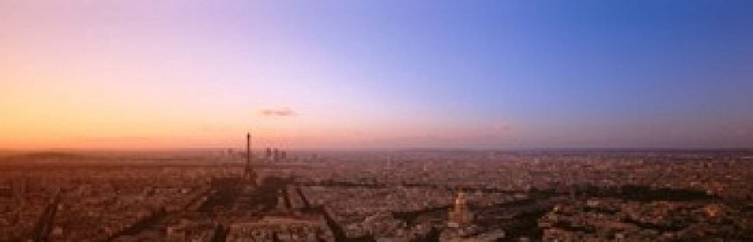 Aerial View Paris France Canvas Art - Panoramic Images (18 x 6)