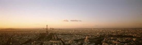 Aerial View Paris France Canvas Art - Panoramic Images (36 x 12)