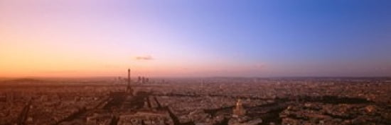 Aerial View Paris France Canvas Art - Panoramic Images (36 x 12)