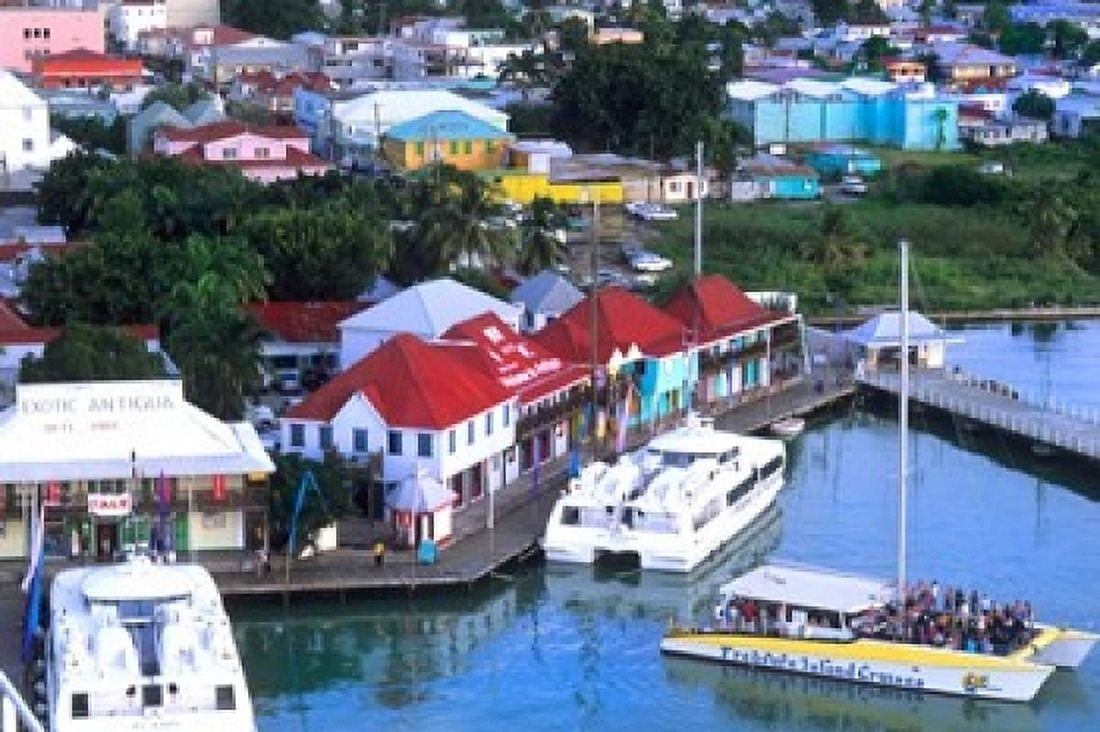 Aerial View St John Antigua Canvas Art - Bill Bachmann DanitaDelimont (36 x 24)