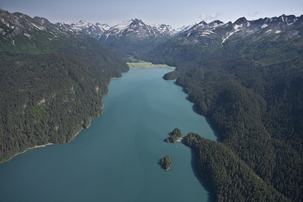 Aerial View Of Tutka Bay And Kenai Mountains In Kachemak Bay State Park Near Homer Kenai Penninsula Alaska Summer Canvas Art - Jeff Schultz Design Pics (34 x 22)