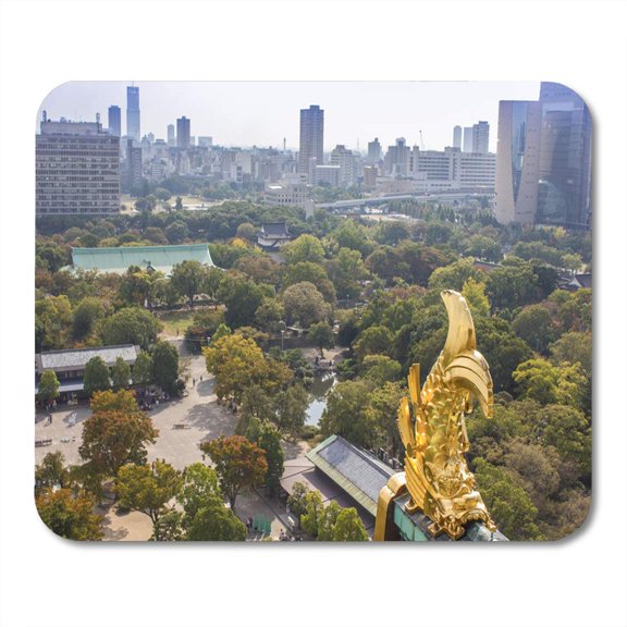 Aerial View of Ancient Golden Statue Mythical Carp Lion Mousepad Mouse Pad Mouse Mat 9x10 inch
