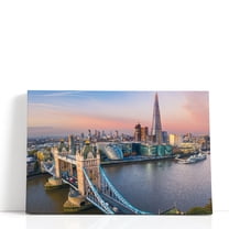Aerial View of Tower Bridge in London - Wrapped Canvas Print Wall Art | 18" W x 12" H