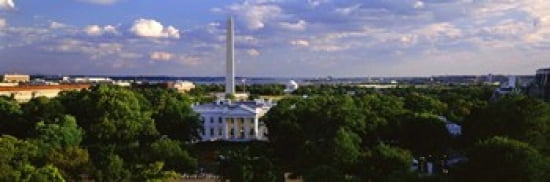 Aerial White House Washington DC District Of Columbia USA Canvas Art - Panoramic Images (36 x 12)