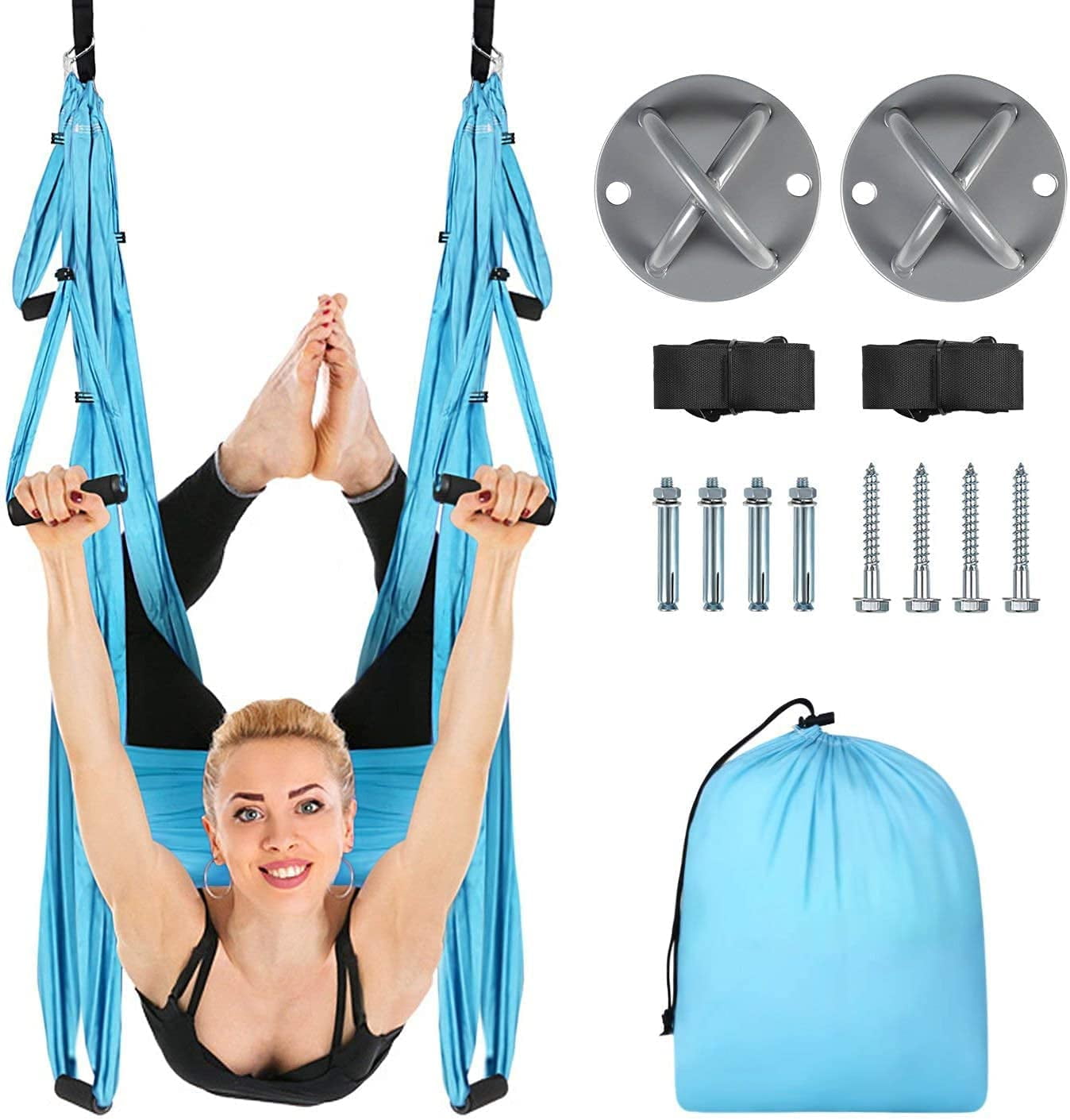 Aerial Yoga Flying Yoga Swing Yoga Hammock Trapeze Sling Inversion Tool for  Gym Home Fitness Blue 
