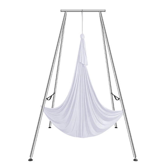 Aerial Yoga Frame & Hammock - Professional Swing Stand, 9.67ft, 6.6yd Hammock, 551lbs Capacity - Indoor/Outdoor Yoga Rig for Aerial Silk & Swing - White