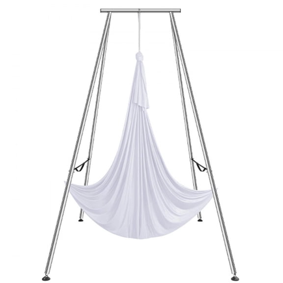 Aerial Yoga Frame & Yoga Hammock, 9.67 ft Height Professional Yoga Swing Stand Comes with 6.6 Yards Aerial Hammock, Max 551.15 lbs Load Capacity Yoga Rig for Indoor Outdoor Aerial Yoga, White