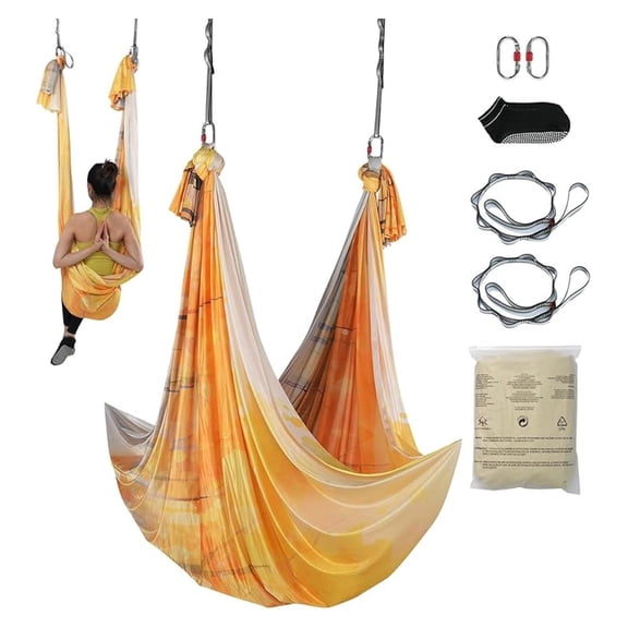 Aerial Yoga Hammock Kit - 100gsm Nylon Silk for All Levels - Full Rigging & Easy Setup - Antigravity Flying Yoga for Fitness & Flexibility